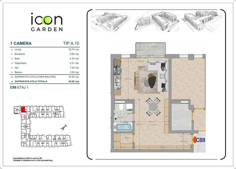 Piata Romana Garsoniera in ansamblul nou - mutarea  imediata